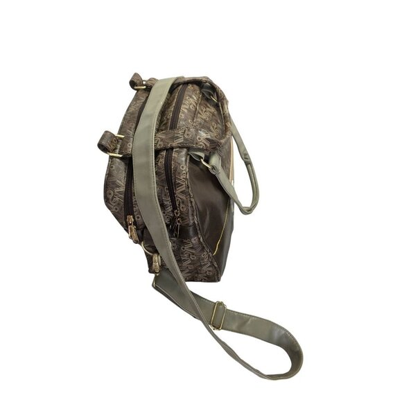 Volcom Stone Logo Y2K Duffel Bag Brown Vinyl Zip Compartments Detach XBody Strap - Picture 11 of 14